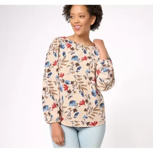 Fashion<Signature Printed Textured Woven Blouse - a world of fashionable women's clothing, including a wide selection of dresses and trendy accessories.