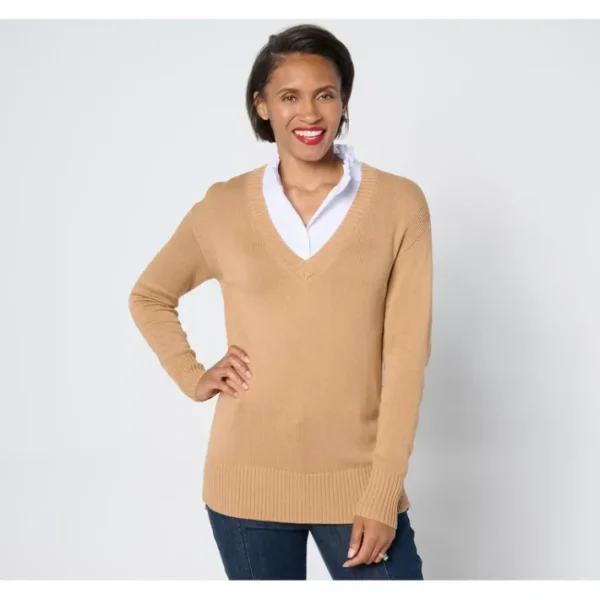 Fashion<Signature Regular 2fer Sweater Tunic - a world of fashionable women's clothing, including a wide selection of dresses and trendy accessories.