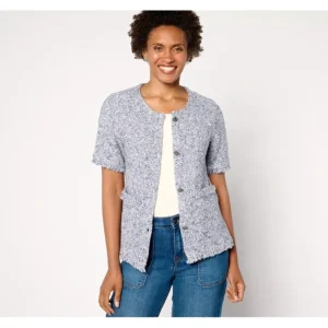 Fashion<Signature Short-Sleeve Sweater Lady Jacket - a world of fashionable women's clothing, including a wide selection of dresses and trendy accessories.