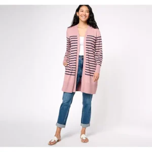Fashion<Signature Striped Open Front Sweater Cardigan - a world of fashionable women's clothing, including a wide selection of dresses and trendy accessories.
