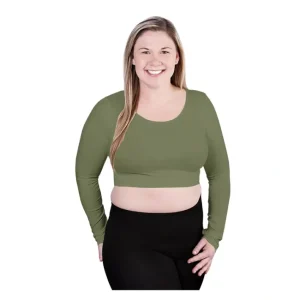 Fashion<skinnytees Long Sleeve Crop Top - Plus - a world of fashionable women's clothing, including a wide selection of dresses and trendy accessories.