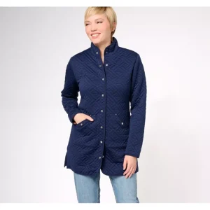 Sport Savvy Petite Quilted Knit Car Coat w/ Printed Lining - a world of fashionable women's clothing, including a wide selection of dresses and trendy accessories.> Coats