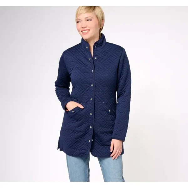 Sport Savvy Petite Quilted Knit Car Coat w/ Printed Lining - a world of fashionable women's clothing, including a wide selection of dresses and trendy accessories.> Coats
