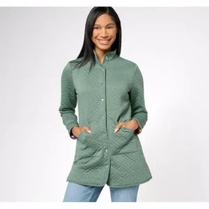 Sport Savvy Regular Quilted Knit Car Coat w/ Printed Lining - a world of fashionable women's clothing, including a wide selection of dresses and trendy accessories.> Coats