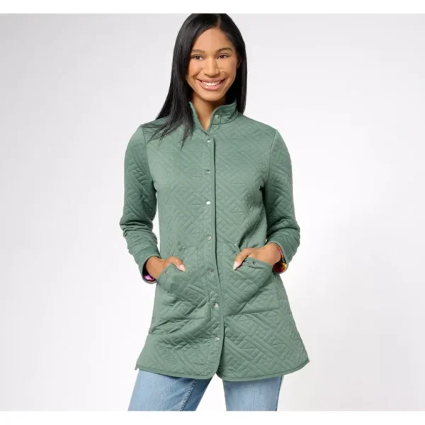 Sport Savvy Regular Quilted Knit Car Coat w/ Printed Lining - a world of fashionable women's clothing, including a wide selection of dresses and trendy accessories.> Coats
