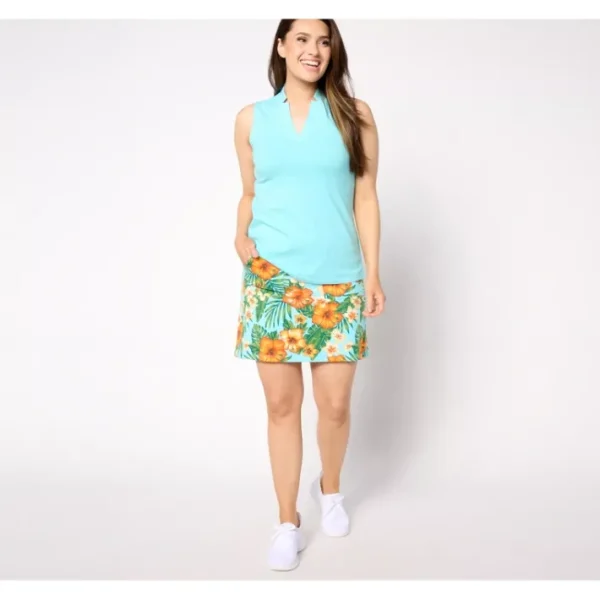 Fashion<Sport Savvy Regular Solid Tank and Printed Skort Set - a world of fashionable women's clothing, including a wide selection of dresses and trendy accessories.