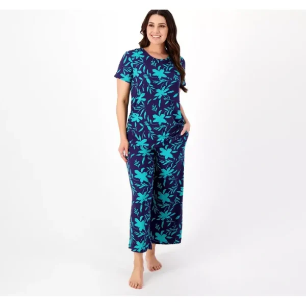 Fashion<Stan Herman Petite Peached Jersey Floating Floral Pajama Set - a world of fashionable women's clothing, including a wide selection of dresses and trendy accessories.