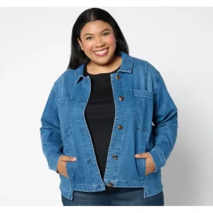 Fashion<Studio Park X Amy Stran Denim Utility Jacket- Indigo - a world of fashionable women's clothing, including a wide selection of dresses and trendy accessories.