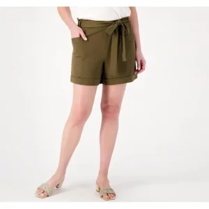 Fashion<Studio Park x Kerstin Lindquist Knit Twill Paperbag Short - a world of fashionable women's clothing, including a wide selection of dresses and trendy accessories.