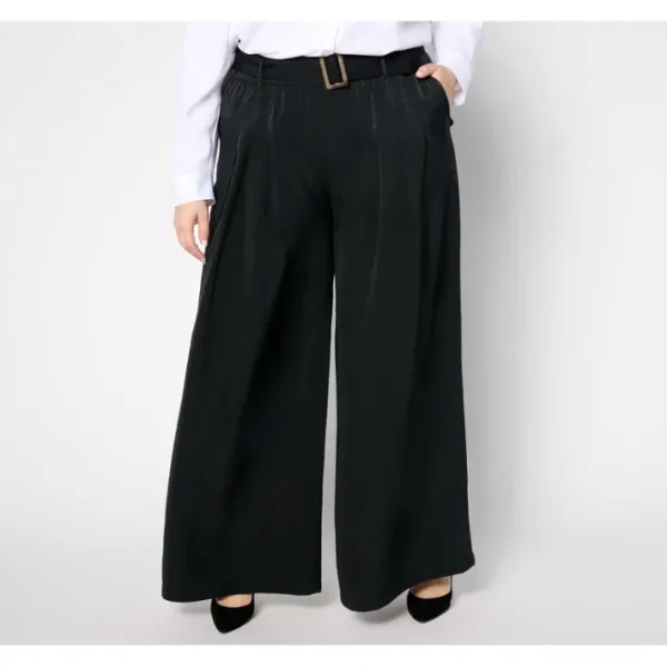 Fashion<Studio Park x Shawn Killinger Petite Pleated Wide Leg Pant with Self Belt - a world of fashionable women's clothing, including a wide selection of dresses and trendy accessories.