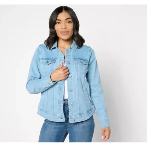 Fashion<Susan Graver Denim Jacket with Printed Lining - a world of fashionable women's clothing, including a wide selection of dresses and trendy accessories.