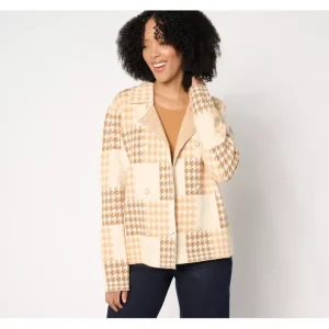 Susan Graver Double Breasted Jacquard Sweater Jacket - a world of fashionable women's clothing, including a wide selection of dresses and trendy accessories.> Dresses