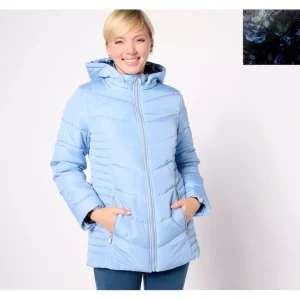 Susan Graver Lightweight Puffer Coat with Printed Lining - a world of fashionable women's clothing, including a wide selection of dresses and trendy accessories.> Coats