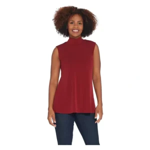 Fashion<Susan Graver Modern Essentials Liquid Knit Mock Neck Top - a world of fashionable women's clothing, including a wide selection of dresses and trendy accessories.