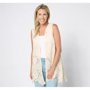 Susan Graver Passport Crochet Vest with Scalloped Hem - a world of fashionable women's clothing, including a wide selection of dresses and trendy accessories.> Dresses