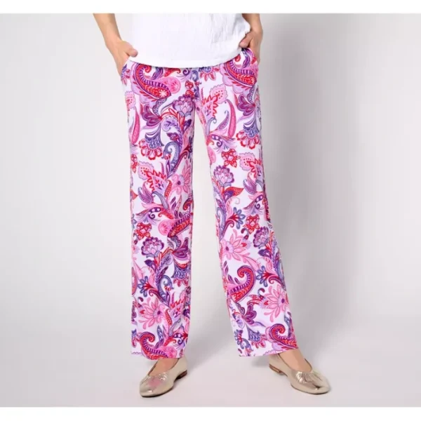 Fashion<Susan Graver Passport Reg Printed Liquid Knit Wide Leg Pants - a world of fashionable women's clothing, including a wide selection of dresses and trendy accessories.