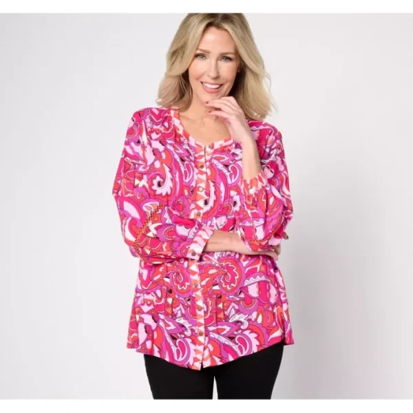 Fashion<Susan Graver Passport Regular Rayon Challis Button Front Cardigan - a world of fashionable women's clothing, including a wide selection of dresses and trendy accessories.