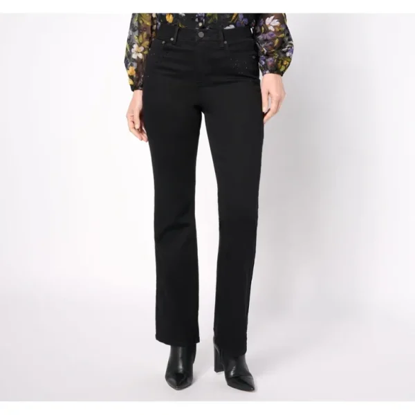 Susan Graver Petite Embellished Pocket Boot-cut Jeans - a world of fashionable women's clothing, including a wide selection of dresses and trendy accessories.> Dresses