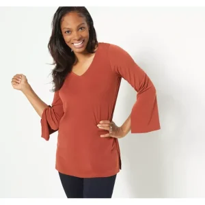 Fashion<Susan Graver Petite Liquid Knit V-Neck Split Sleeve Tunic - a world of fashionable women's clothing, including a wide selection of dresses and trendy accessories.