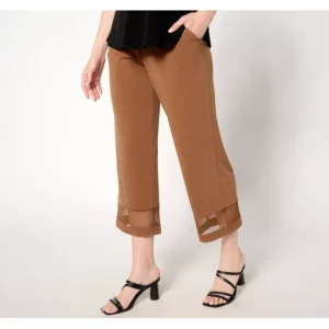Susan Graver Petite Liquid Knit Wide Leg Crop Pants w/ Mesh - a world of fashionable women's clothing, including a wide selection of dresses and trendy accessories.> Dresses