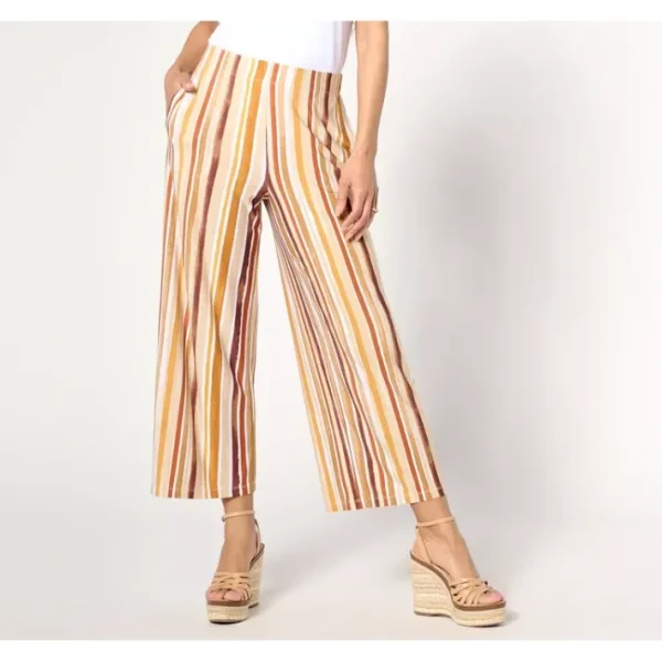 Fashion<Susan Graver Petite Printed Liquid Knit Wide Leg Crop Pant - a world of fashionable women's clothing, including a wide selection of dresses and trendy accessories.