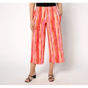 Fashion<Susan Graver Petite Printed Liquid Knit Wide Leg Crop Pants - a world of fashionable women's clothing, including a wide selection of dresses and trendy accessories.