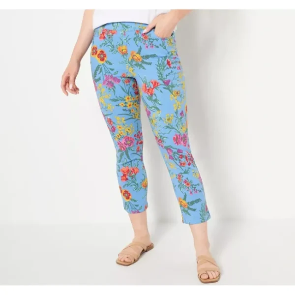 Shop All<Susan Graver Petite Printed Uptown Stretch Pull-On Crop Pants - a world of fashionable women's clothing, including a wide selection of dresses and trendy accessories.