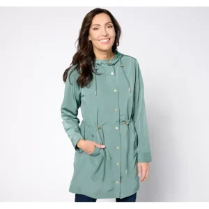 Susan Graver Petite Water Resistant Anorak Jacket with Hood - a world of fashionable women's clothing, including a wide selection of dresses and trendy accessories.> Coats