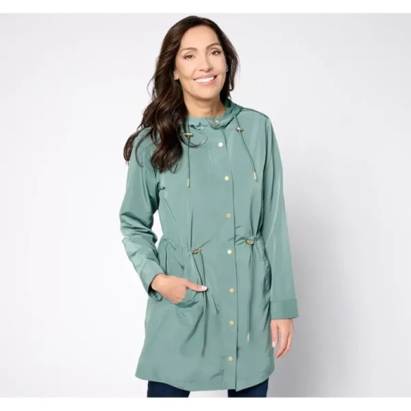 Susan Graver Petite Water Resistant Anorak Jacket with Hood - a world of fashionable women's clothing, including a wide selection of dresses and trendy accessories.> Coats