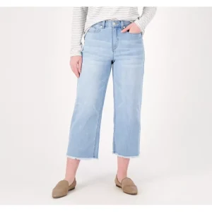 Fashion<Susan Graver Petite Wide Leg Crop Jean with Frayed Hem - a world of fashionable women's clothing, including a wide selection of dresses and trendy accessories.