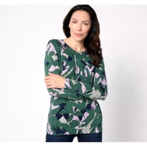 Fashion<Susan Graver Printed Crewneck Sweater - a world of fashionable women's clothing, including a wide selection of dresses and trendy accessories.