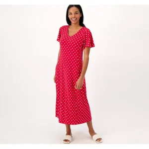 Susan Graver Printed Regular Liquid Knit Flutter Sleeve Midi - a world of fashionable women's clothing, including a wide selection of dresses and trendy accessories.> Hat