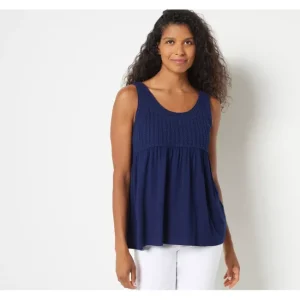 Fashion<Susan Graver Pure Knit Jersey Crochet Tunic Tank - a world of fashionable women's clothing, including a wide selection of dresses and trendy accessories.
