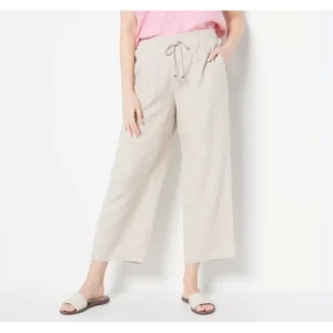 Fashion<Susan Graver Pure Regular Linen Blend Crop Pant with Drawstring - a world of fashionable women's clothing, including a wide selection of dresses and trendy accessories.