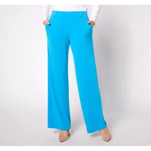 Fashion<Susan Graver Reg Liquid Knit Wide-Leg Pants with Button Detail - a world of fashionable women's clothing, including a wide selection of dresses and trendy accessories.