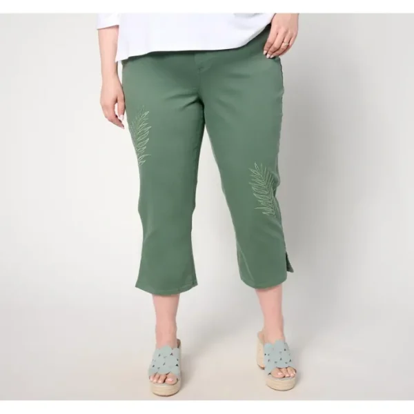 Shop All<Susan Graver Regular Cropped Straight Leg Embellish Jean - a world of fashionable women's clothing, including a wide selection of dresses and trendy accessories.