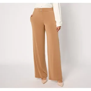Fashion<Susan Graver Regular Liquid Knit Wide Leg Pants w/ Button - a world of fashionable women's clothing, including a wide selection of dresses and trendy accessories.