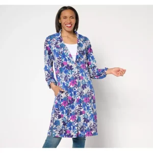 Susan Graver Regular Printed Liquid Knit Duster with Blouson Sleeves - a world of fashionable women's clothing, including a wide selection of dresses and trendy accessories.> Hat