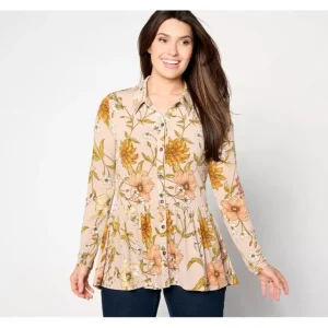 Susan Graver Regular Printed Liquid Knit Romantic Peplum Cardigan - a world of fashionable women's clothing, including a wide selection of dresses and trendy accessories.> Hat