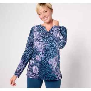 Susan Graver Regular Printed Liquid Knit Split Neck Long Sleeve Tunic - a world of fashionable women's clothing, including a wide selection of dresses and trendy accessories.> Hat
