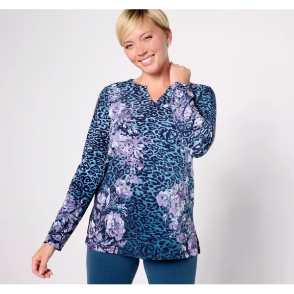 Susan Graver Regular Printed Liquid Knit Split Neck Long Sleeve Tunic - a world of fashionable women's clothing, including a wide selection of dresses and trendy accessories.> Hat