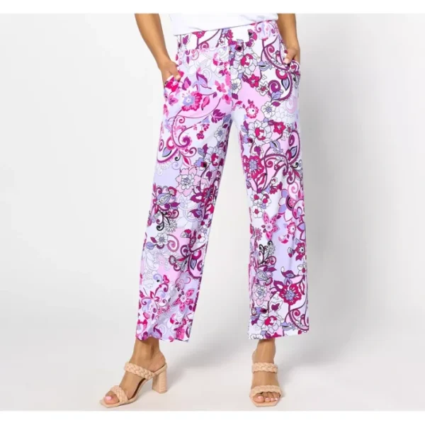 Fashion<Susan Graver Regular Printed Liquid Knit Wide Leg Ankle Pants - a world of fashionable women's clothing, including a wide selection of dresses and trendy accessories.