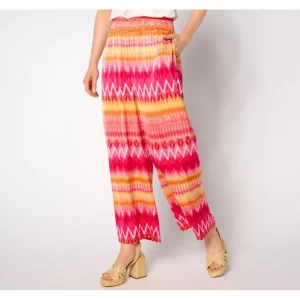 Susan Graver Regular Printed Stretch Woven Wide-Leg Ankle Pants - a world of fashionable women's clothing, including a wide selection of dresses and trendy accessories.> Hat