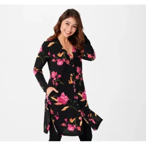 Susan Graver Regular Printed Textured Liquid Knit Long Cardigan - a world of fashionable women's clothing, including a wide selection of dresses and trendy accessories.> Hat