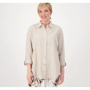 Susan Graver Regular Pure Linen Blend Button Front Shirt - a world of fashionable women's clothing, including a wide selection of dresses and trendy accessories.> Hat