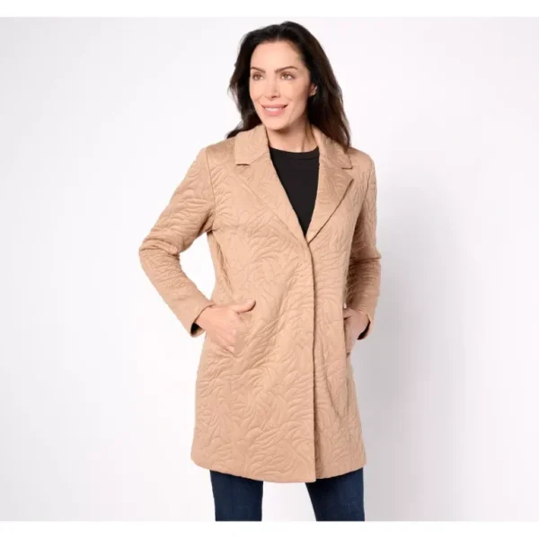 Susan Graver Regular Quilted Knit Notch Collar Fully Lined Jacket - a world of fashionable women's clothing, including a wide selection of dresses and trendy accessories.> Coats
