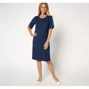 Susan Graver Regular Smart Ponte Dress with Pearl Trim - a world of fashionable women's clothing, including a wide selection of dresses and trendy accessories.> Hat