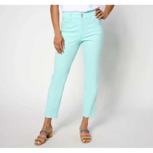 Shop All<Susan Graver Regular Spring Straight Leg Crop Jean - a world of fashionable women's clothing, including a wide selection of dresses and trendy accessories.
