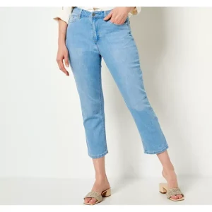 Susan Graver Regular Stretch Denim Straight Leg Crop Jean - a world of fashionable women's clothing, including a wide selection of dresses and trendy accessories.> Hat