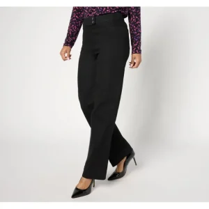 Susan Graver Regular Stretch Denim Wide Leg Jean - Black - a world of fashionable women's clothing, including a wide selection of dresses and trendy accessories.> Hat